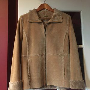 Guess brand, suede (genuine leather) jacket size small, tan